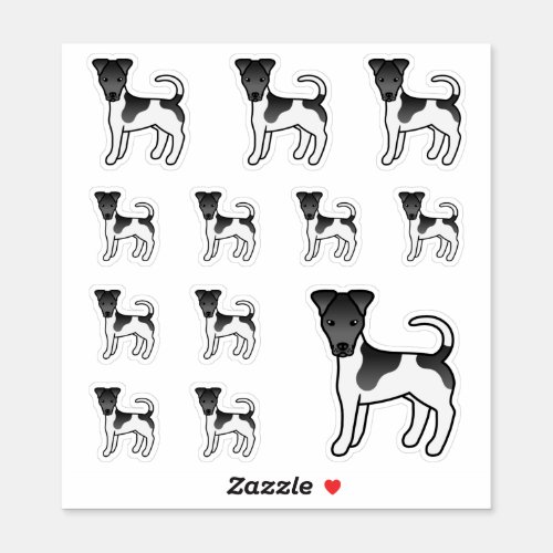 Black And White Smooth Fox Terrier Cartoon Dogs Sticker