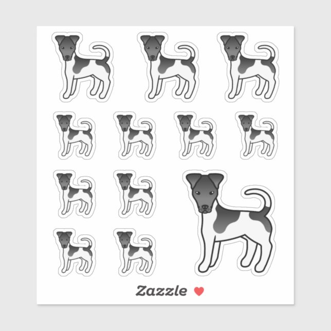 Black And White Smooth Fox Terrier Cartoon Dogs Sticker (Sheet)