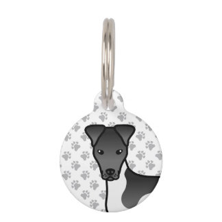 Black And White Smooth Fox Terrier Dog Head Pet ID Tag