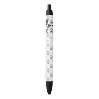 Black And White Smooth Fox Terrier Dog &amp; Name Black Ink Pen
