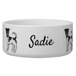 Black And White Smooth Fox Terrier Dog &amp; Name Bowl