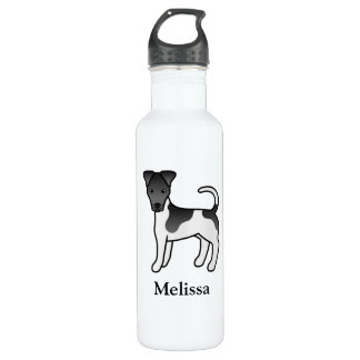 Black And White Smooth Fox Terrier Dog &amp; Name Stainless Steel Water Bottle