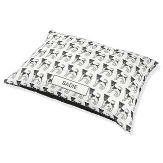 Black And White Smooth Fox Terrier Pattern &amp; Name Pet Bed