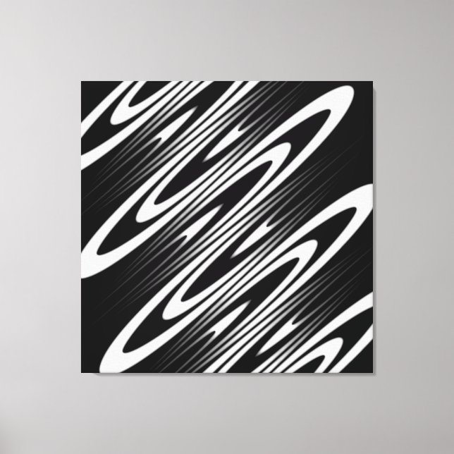 black and white smooth organic wavy pattern canvas print (Front)