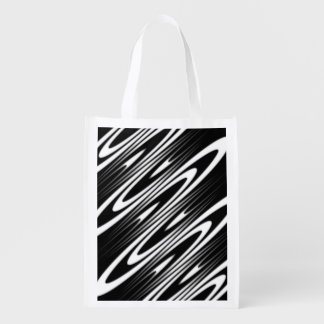 black and white smooth organic wavy pattern grocery bag