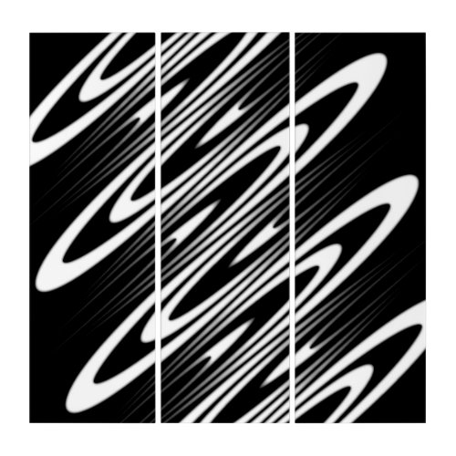 black and white smooth organic wavy pattern triptych
