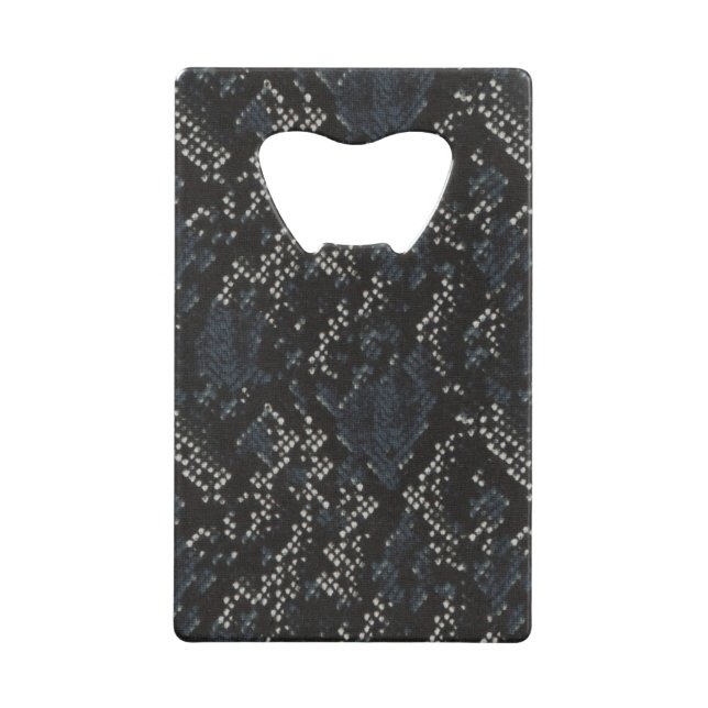 Black and White Snake Skin Credit Card Bottle Opener (Front)