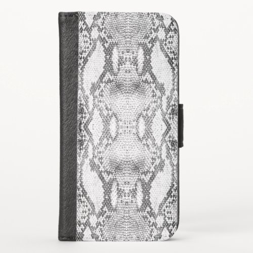 Black and White Snake Skin Print iPhone X Wallet Case