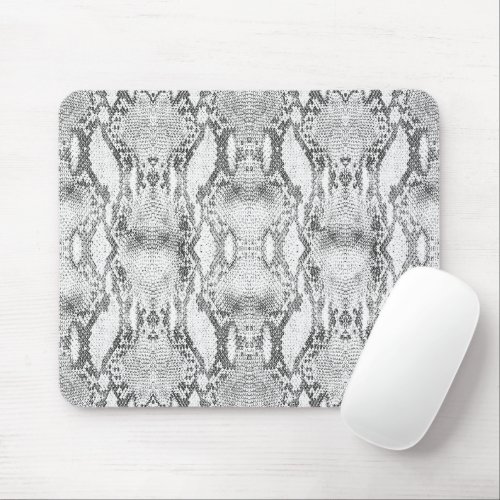 Black and White Snake Skin Print Mouse Pad