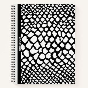BLACK AND WHITE SNAKE SKIN PRINTS DESIGN NOTEBOOK