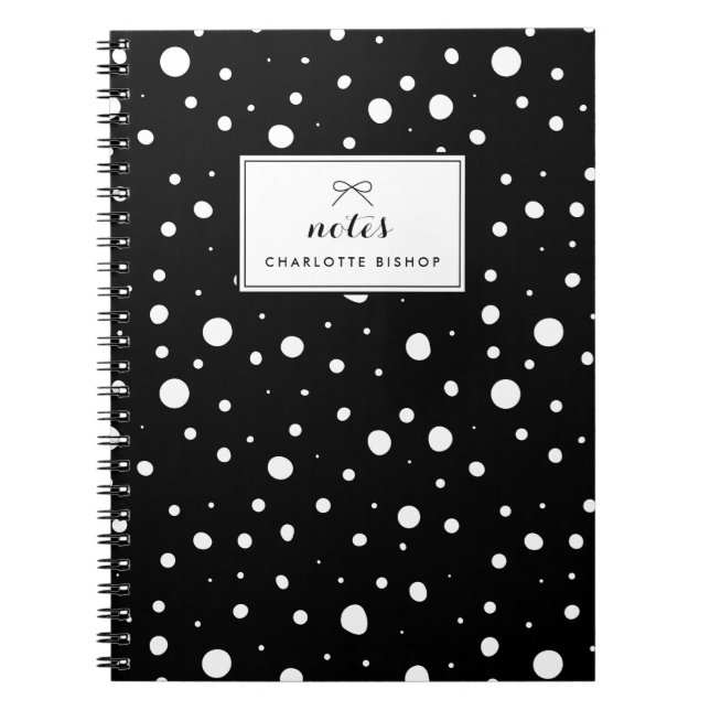 Black and White Snow Drops Pattern Personalized Notebook (Front)