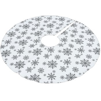 Black And White Snowflake 2 Brushed Polyester Tree Skirt by Letsrendevoo at Zazzle