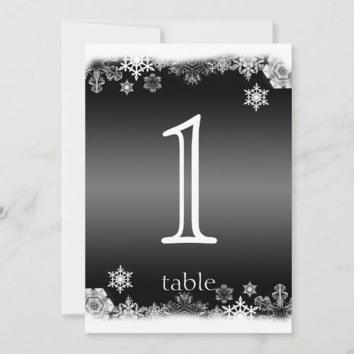 Black and White Snowflake Anniversary Table Number Personalized Announcement