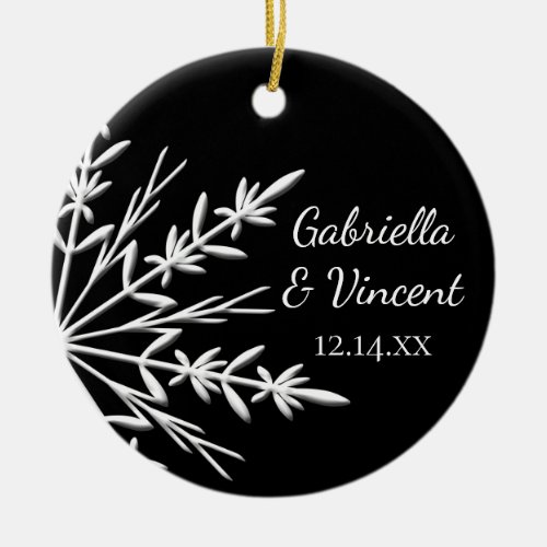 Black and White Snowflake Bridesmaid Thank You Ceramic Ornament