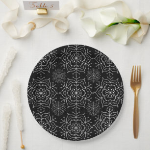 Black and white snowflake Christmas Paper plate
