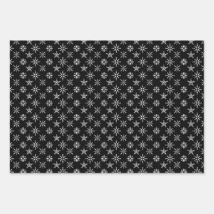 Black And White Snowflake Christmas Wrapping Paper Sheets