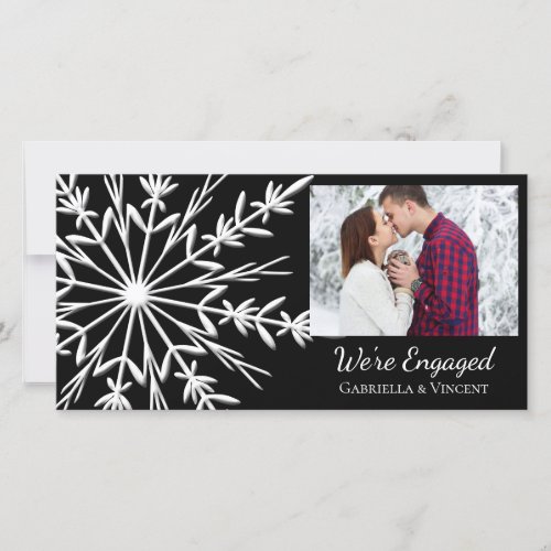 Black and White Snowflake Engagement Announcement