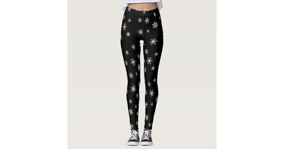 Black and White Snowflake Holiday Winter Christmas Leggings