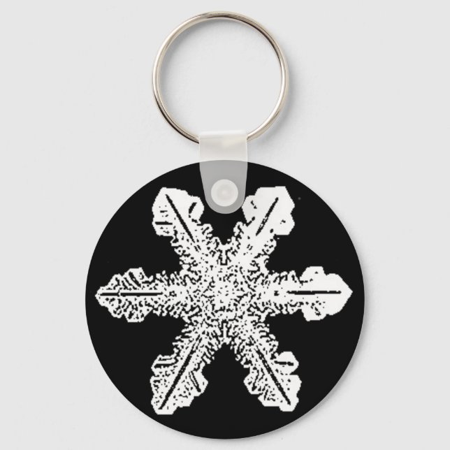 Black and White Snowflake Keychain (Front)