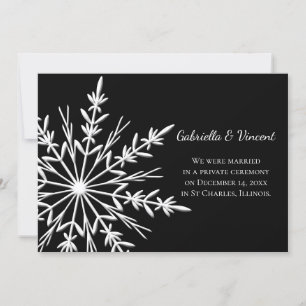 Black and White Snowflake Marriage / Elopement Holiday Card