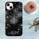 Black And White Snowflake Monogram  Case-mate Iphone 14 Plus Case at Zazzle
