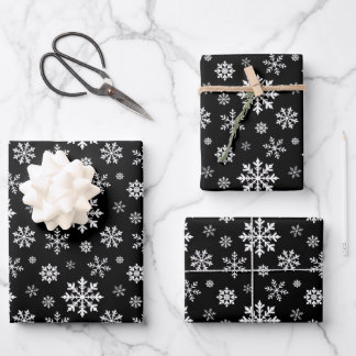 Black And White Snowflake Pattern Decorative Wrapping Paper Sheets