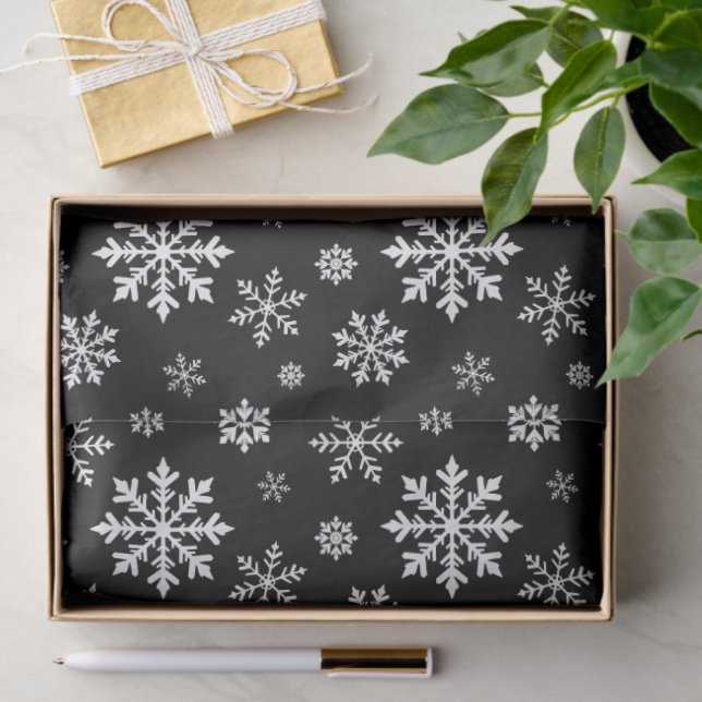Black And White Snowflake Pattern Elegant Modern Tissue Paper (Gift)