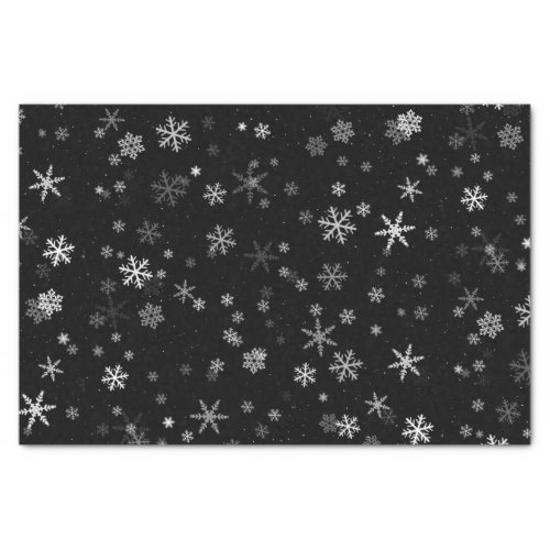 Black and White Snowflake Pattern Holiday Tissue Paper