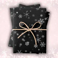 Black and white Merry Christmas Snowflakes set Wrapping Paper Sheets