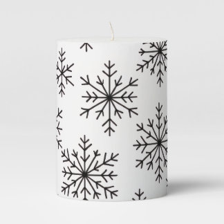 Black and White Snowflake Pattern Small Pillar Can Pillar Candle