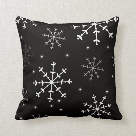Black And White Snowflake Pillow