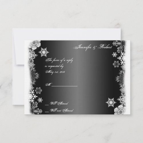 Black and White Snowflake Wedding Response Card