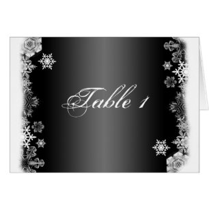 Black and White Snowflake Wedding Table Number