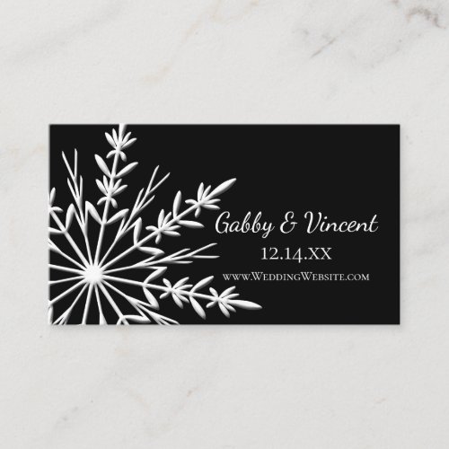 Black and White Snowflake Wedding Website Card