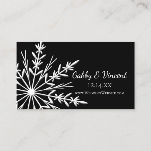Customizable Black &amp; White Snowflake Wedding Website Card Business Card Templates