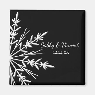 Black and White Snowflake Winter Wedding Magnet