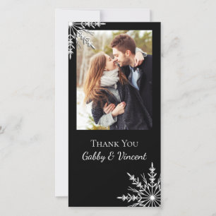 Black and White Snowflake Winter Wedding Thank You Card