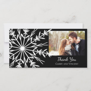Black and White Snowflake Winter Wedding Thank You Card