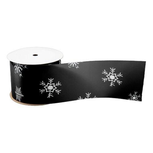 Black and White Snowflakes Christmas Gift Satin Ribbon