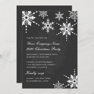 Black and White Snowflakes Christmas/Holiday Party Invitation