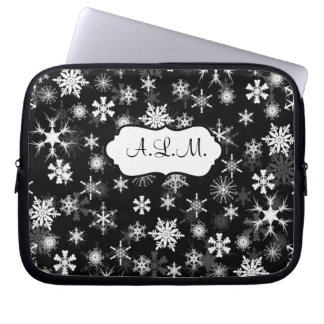 Black and White Snowflakes Laptop Sleeve