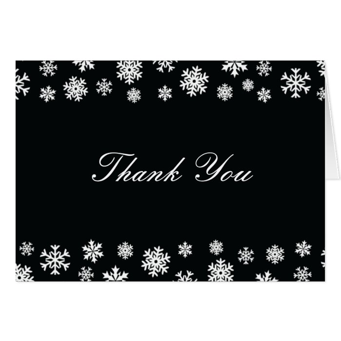 Black and White Snowflakes Thank You Note Card