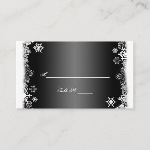 Black and White Snowflakes Wedding Place Cards Business Cards