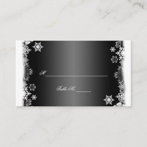Customizable Black and White Snowflakes Wedding Place Cards Business Cards