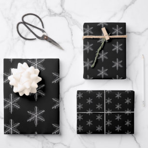 Black And White Snowflakes Wrapping Paper Sheets