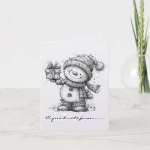 Black and White Snowman and Gift Note Card