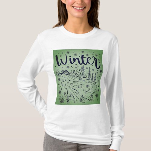Black and White Snowy Landscape T_Shirts