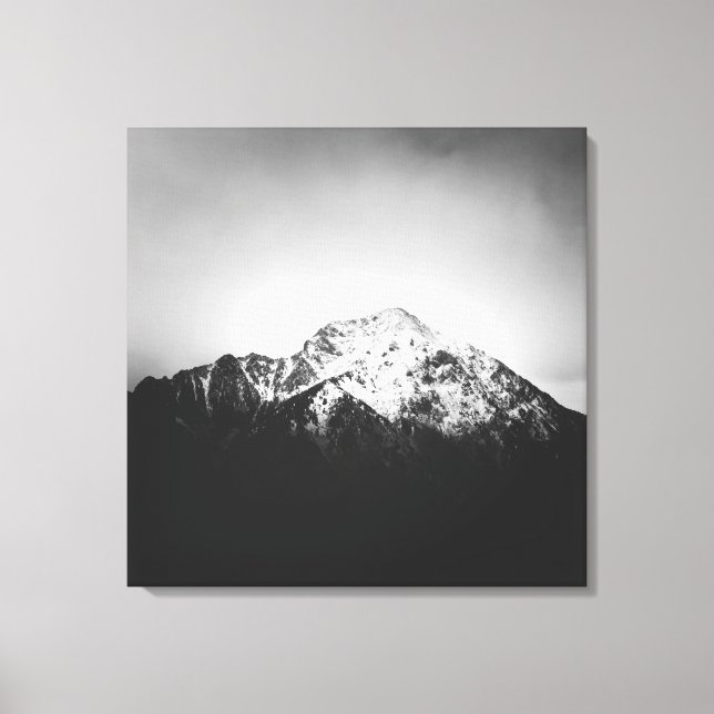 Black and white snowy mountain canvas print (Front)