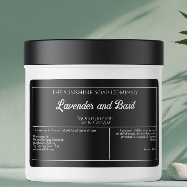 Black and white soap cosmetics jar label (Creator Uploaded)