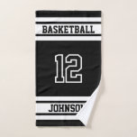 Black and White ⚽ Soccer - 100% Customize Hand Towel<br><div class="desc">Hand Towel. Black (DIY BACKGROUND Color... change it to any color you like) and white any sport ready for you to personalize. Makes a great gift for any sport player. ✔NOTE: ONLY CHANGE THE TEMPLATE AREAS NEEDED! 😀 If needed, you can remove the text and start fresh adding whatever text...</div>
